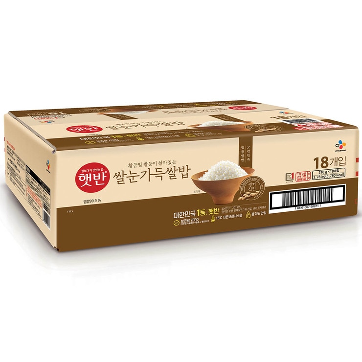 햇반 쌀눈가득쌀밥 210g x 18