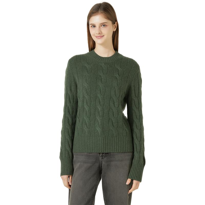 리디아 바인 여성 울 캐시미어 케이블 스웨터