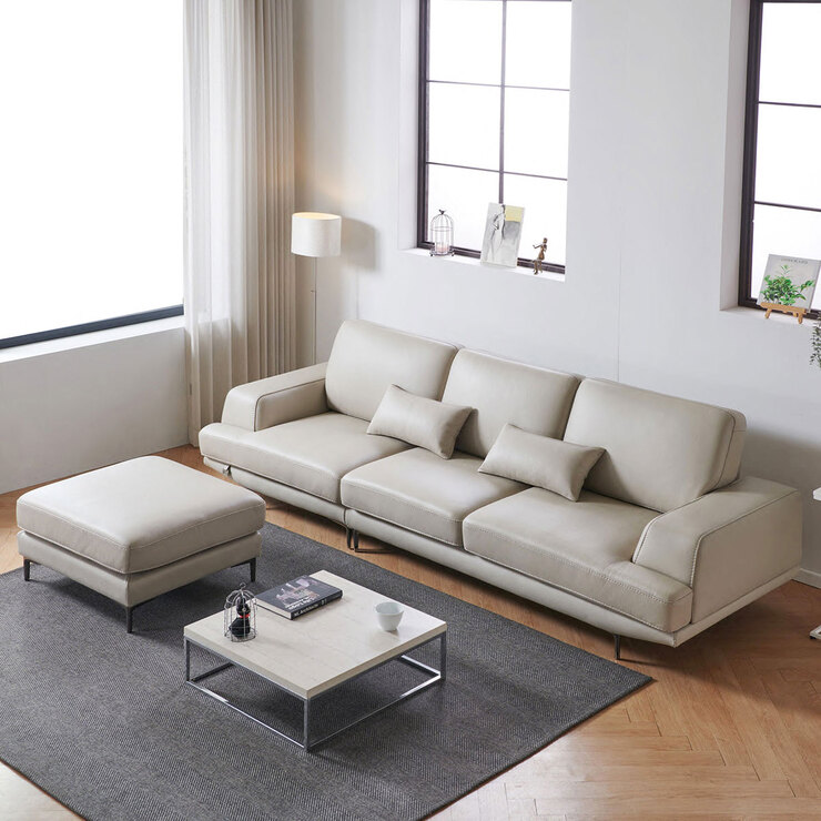 사트바 포지타노 이태리 통가죽 4인 소파+스툴