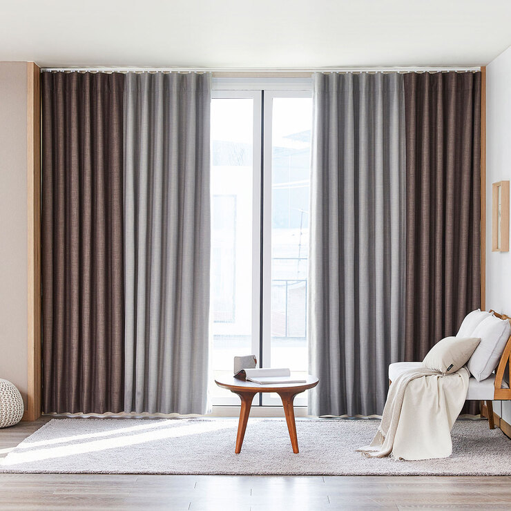 고기능 암막커튼 블루그레이&모카브라운 380x230cm